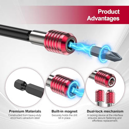 4PCS Magnetic Bit Holder Set – 1/4" Hex, 2"-12" Lengths