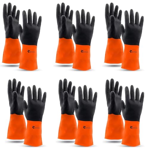 Gastody™ - Chemical Resistant Gloves, Reusable,Heavy Duty Safety Work Gloves,Resist Acid,Oil,Alkali - S-M-L-XL-XXL Size - size: Large, style: Set of 6 Pairs