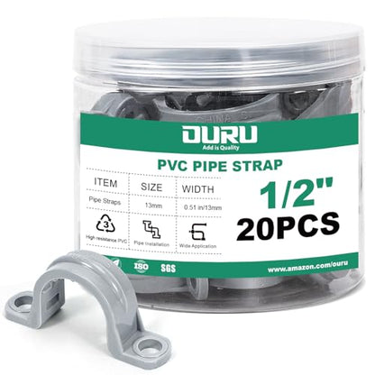 OURU 1/2 Inch PVC Pipe Straps, 2-Hole Plastic Conduit Clamp, 20PCS - size: 1/2"