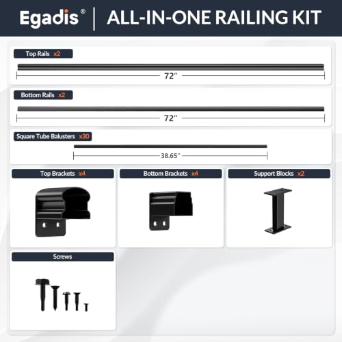 Egadis 2 Pack 42 in x 6 ft Aluminum Porch and Deck Railing Kit Without Post - color: Level 6ft - 2 Panel
