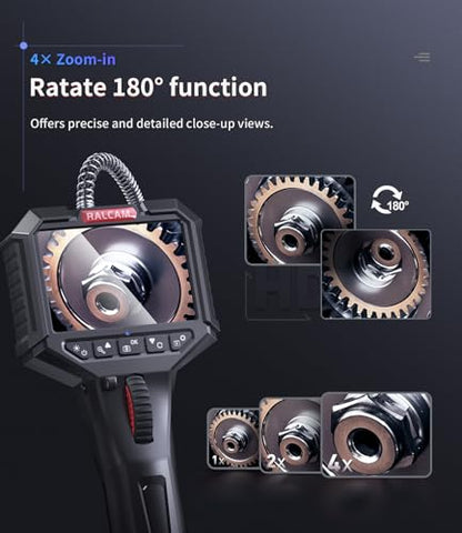 Ralcam Two-Way Articulating Borescope with Light, Slim Probe - style: 6.2mm Lens-6.6ft Semi-Rigid Cable