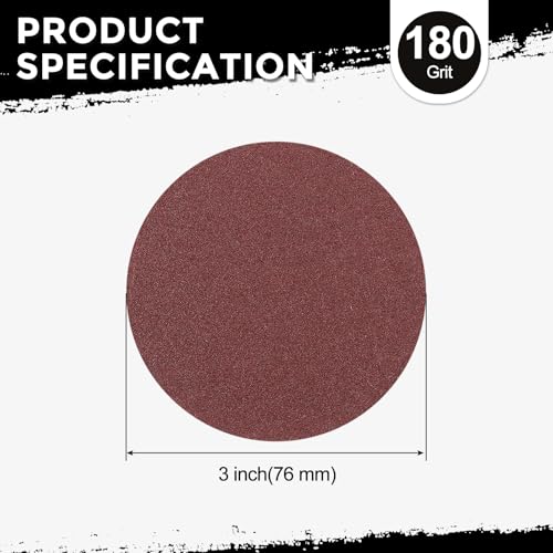 100Pcs Sanding Discs 3Inch 180Grit Hook and Loop Sandpapers Red - size: 3 Inch(180 Grit)