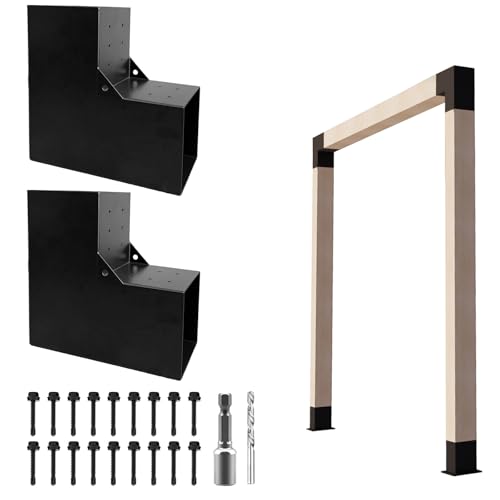 6x6 Pergola 2-Way Brackets,L-Shaped Post Bracket for Gazebo(2Pcs)