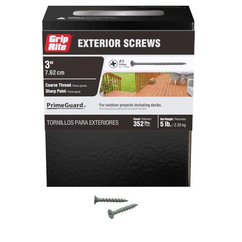 Grip-Rite PTN114S5 PG10 Polymer Coated #6 x 1-1/4" Coarse Thread Deck Screw, Gray, 5lb Box