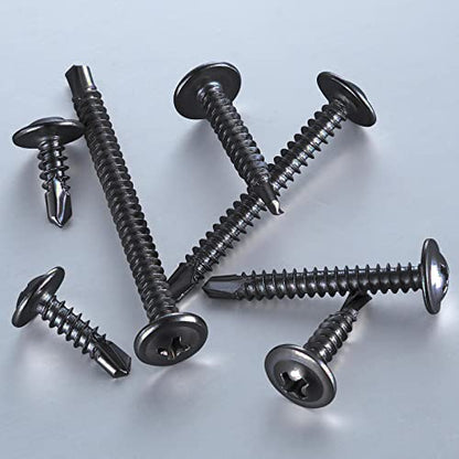 Wensilon (350Pcs)#8×5/8” for Sheet Metal Self-Tapping Screws 410 Black Stainless Steel Truss Head High-Strength Quick Tapping - color: Black, size: #8X5/8"