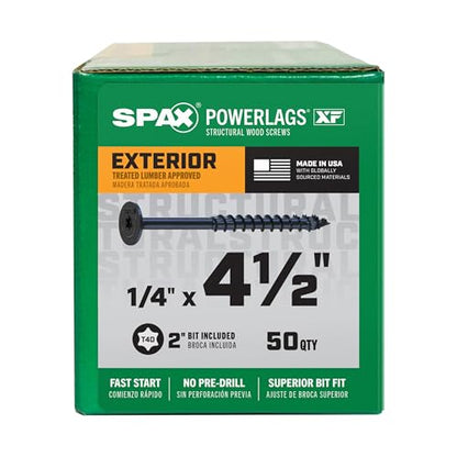 SPAX 1/4" x 4-1/2" Powerlags XF Exterior Pancake Head Structural Wood Lag Screws (50 pcs) T40 T-Star HCR Heavy Duty Timber Landscape Deck Structures High Corrosion Resistant - size: 1/4" x 4-1/2"