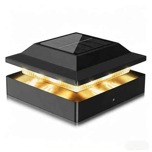 Solar Post Cap Lights for 4x4 Wood/Vinyl Posts - color: Glossy Black, size: 2 Pack