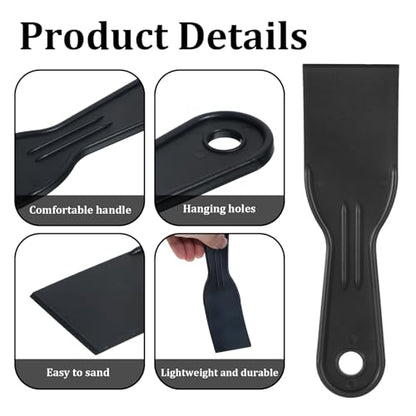 2" Black Flexible Putty Knife Scraper 6 PCS Plastic Putty Knife,