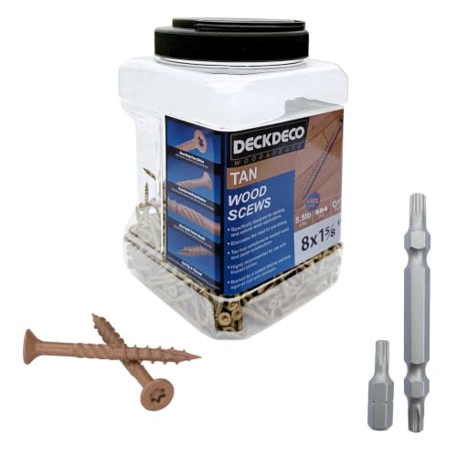 Wood Screws #8 x 1-5/8"Exterior Deck Screws 906pcs(Approx) 5.5 lb - size: #8x1-5/8"