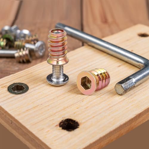 MECCANIXITY 4Pcs Threaded Inserts Nuts, M6x10mm Hex Socket Drive Nut Inserts for Wood - 304 Stainless Steel Screws Furniture Screw in Nuts Bolt Fastener Connector Wood - size: M6x10mm