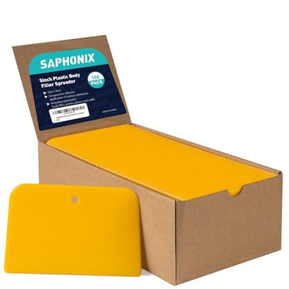 Body Filler Spreaders (Pack of 100) - 5 Inch Yellow Reusable Auto Body Plastic Filler Spreader Tool for Automotive Body Applying Fillers, Putties, Glazes, Caulks - Autobody Paint Repairs - size: 5inch