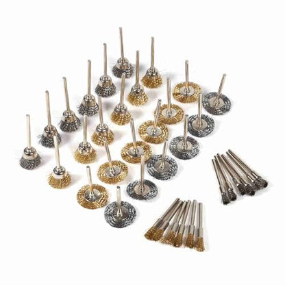 36Pcs Wire Brush Set, Brass and Steel Material for Rust Removal and Polishing, with 18 Copper and 18 Steel Wire Brushes for Wood and Metal