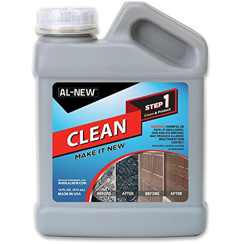 AL-NEW Step 1 Clean | Cleaning Solution for Outdoor Patio Furniture, Garage Doors, Window Frames, Exterior Lights & Fencing (16 Ounce) - size: 16 Fl Oz (Pack of 1)