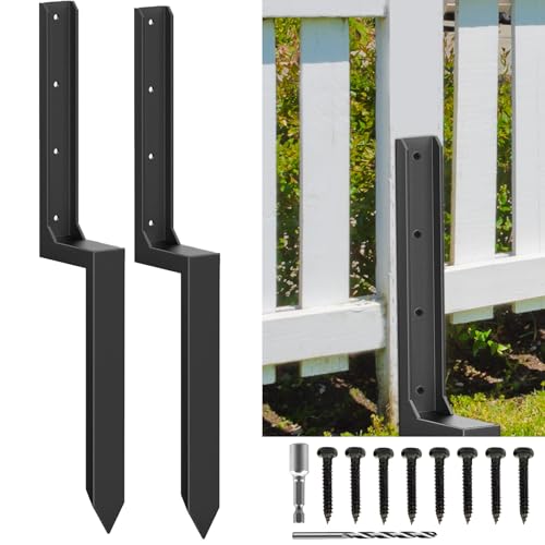 Fence Post Repair Kit Yzzwer - One-Piece Heavy Duty Thicker Fence Post Anchor Stake Repair 4x4/6x6 Wooden Fence Post Support (2 Pack) - color: 2 Pack