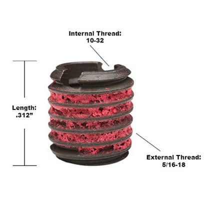 E-Z LOK Thread Insert, 10-32 Internal, 0.3125-18 External, 10 ct