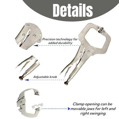 4Pcs C Clamp Locking, 2Pcs 6 inch, 9 inch, 11 inch Heavy Duty Welding Clamps Pliers Set Vise Grip Clamps with Swivel Pad for Electrician Maintenance, Wood Working, Welding Craftsmen Home Workshop Farm - size: 4 pcs-(2 x 6"+9"+11")