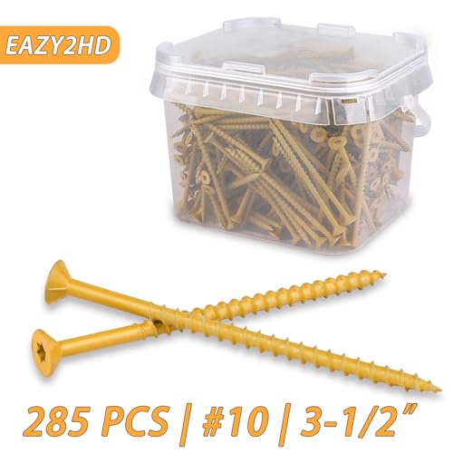 Eazy2hD Deck Screws # 10 x 3-1/2 Inch, 285 Pcs, Steel Exterior Wood Screw - size: # 10 x 3-1/2"