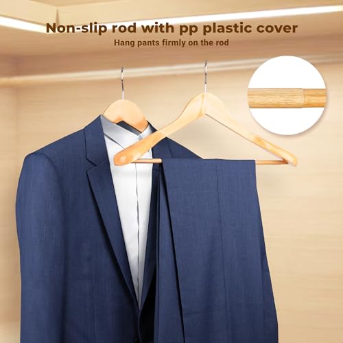 Coat Hanger 8-Pack, MEQUTION Wood Hangers Trouser Hangers Extra Wide Shoulder Wooden Hangers for Heavy Coat, Sweater, Skirt, Suit, Pants, Retro Finish (Natural) - color: Natural
