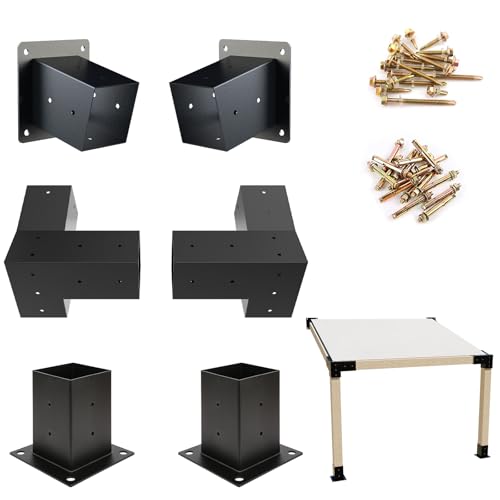 4x4 Woodworks Pergola Brackets Kit, 15°Slanted Roof Pergola Bracket 2PC 15° 3-Way+2PC 15° Post+2PC Post - size: 2PC 15° 3-Way+2PC 15° Post+2PC Post