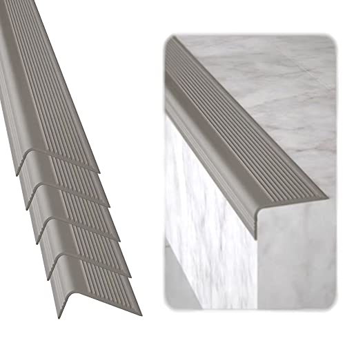 Rubber Bond Stair Edge Protector (Pack of 5) 36x2x1 inch Anti-Slip Stair Corner Trim Rubber Strips - Waterproof Self-Adhesive Staircases for Outdoor & Indoor Uses | Protect Kids & Pets - Grey - color: Gray, size: Stair Edge Protectors - 5 Pack