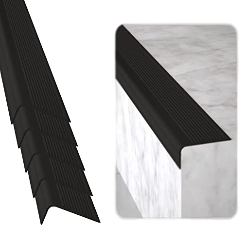 Rubber Bond Stair Edge Protector (Pack of 5) 36x2x1 inch Anti-Slip Stair Corner Trim Rubber Strips - Waterproof Self-Adhesive Staircases for Outdoor & Indoor Uses | Protect Kids & Pets - Black - color: Black, size: Stair Edge Protectors - 5 Pack