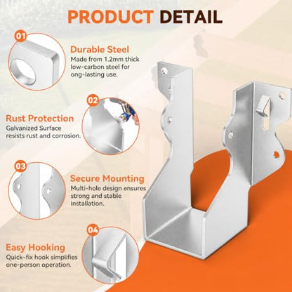 20 pcs 2x4 Joist Hanger,LU26 18 Gauge Double Shear Face Mount Joist Hanger,Hurricane Ties for Rafters Tie Brackets Great for Floor Deck and Ceiling Joists - size: 20Pcs 2x4, style: Silver