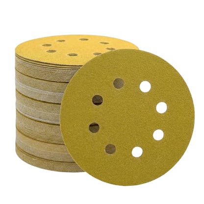 JUNE SUN 30Pcs 5 Inch 8-Hole 180 Grit Hook & Loop Sanding Discs - style: 180 Grit, 30Pcs