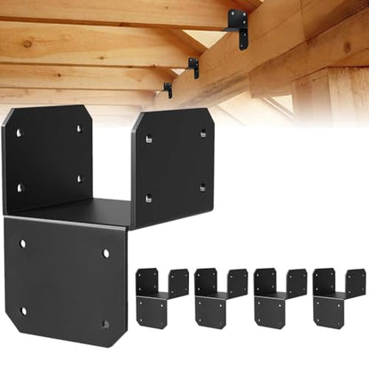 4Pcs 3" x 3.5" Post Caps Tie Bracket, 4x4 Wood Post Anchor - size: 4×4
