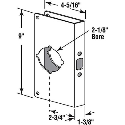 Prime-Line MP9452 Lock & Door Reinforcer, 1-3/8 x 2-3/4 in, Stainless