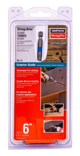 Simpson Strong-Tie SDWS22600DB-R12 Strong-Drive SDWS Timber Screw (Exterior Grade) — 0.220 in. x 6 in. T40, Tan (12-Qty)