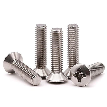#6-32 x 1/2" (100 pcs) Oval Head Machine Screws, Cross Recess, ASME B18.6.3, 304 Stainless Steel, for Standard Switch Plates & Outlet Covers - size: #6-32 x 1/2"
