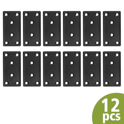 80 x 40 x 2mm Flat Mending Plate - Stainless Steel - Black - 12Pcs - color: Black, size: 80 x 40 x 2mm
