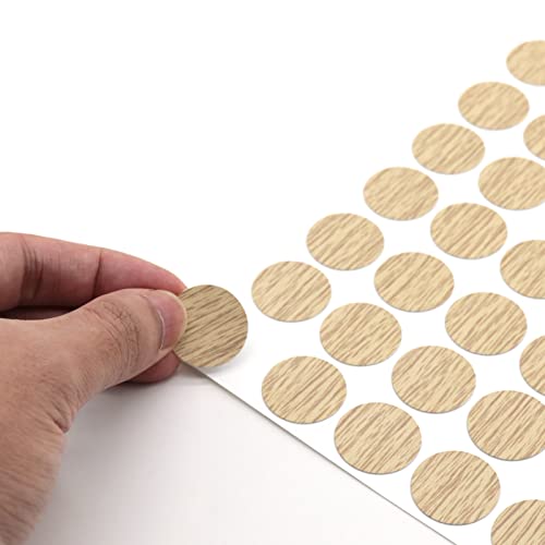 Self-Adhesive Screw Hole Stickers PVC Cover Caps Dustproof for Wooden Furniture Cabinet 21mm 2 Sheets/108 Pcs Light Oak - color: Light Oak