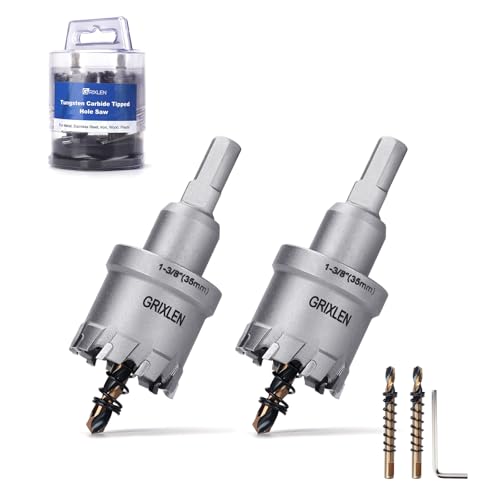 2 Pack 1-3/8" (35mm) Tungsten Carbide Tip Hole Saw with M2 Pilot bits - size: 1-3/8" (35mm) - 2 pack