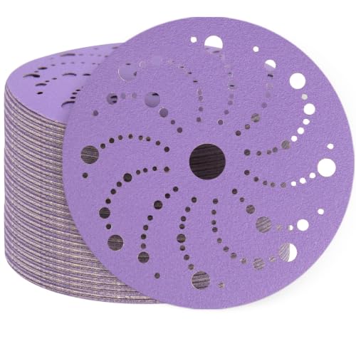 50 Pack 6 Inch Purple Ceramic Sanding Discs Multi-Hole Hook & Loop 150 Grit - style: 150 Grit
