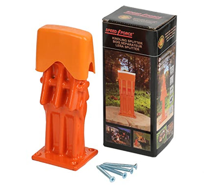 SPEED FORCE Firewood Kindling Log Wood Splitter – No Axe! Wedge Point Splits Firewood, 3 Inch Orange with Safety Cover - color: 3 Inch Orange