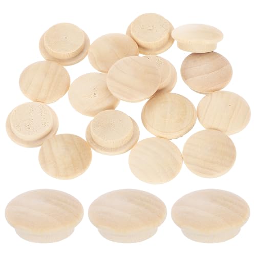 uxcell 16Pcs Wood Button Plugs, 15mm/0.59" Hardwood Screw Hole Plug Mushroom Wooden Caps Buttons Wood Plug for Furniture Woodworking Craft Decor (20mm x 15mm) - size: 20x15mm