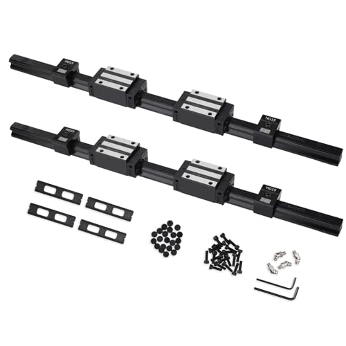 HGR15 400mm Linear Guide kit,2pcs 400mm hgr15 Linear Rail with 4pcs HGH15CA Carriage Block and HG15 end Stop Block - size: 400mm, style: HGR15