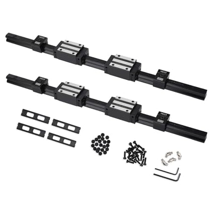 HGR15 400mm Linear Guide kit,2pcs 400mm hgr15 Linear Rail with 4pcs HGH15CA Carriage Block and HG15 end Stop Block - size: 400mm, style: HGR15