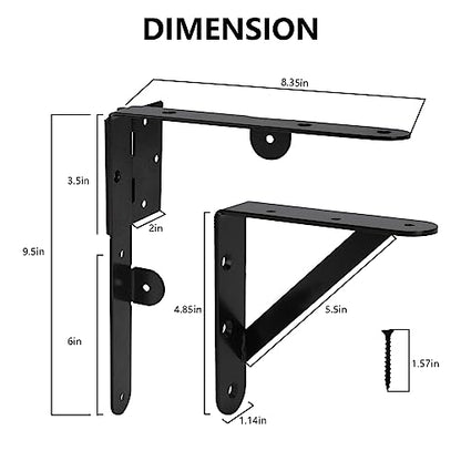 Mofeez Fence Gate Kit Iron Gate Hardware with Gate Latch for Wooden Fences Shed Doors Heavy Duty Anti Sag Gate Corner Brace Bracket - size: Set of 1