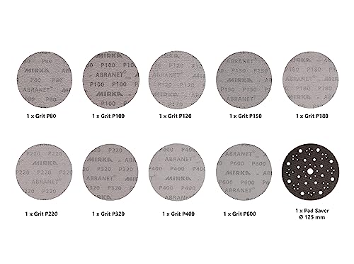 Mirka Abranet 5 Inch Assortment Mesh Sanding Discs, Hook and Loop, 10 Pack - size: Assortment