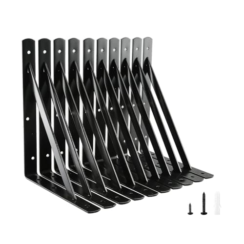 Heavy Duty Shelf Brackets, 12 x 8 Inch Black Metal L Brackets, 10 Pack - color: Black, size: 12 inch x 8 inch-10pcs