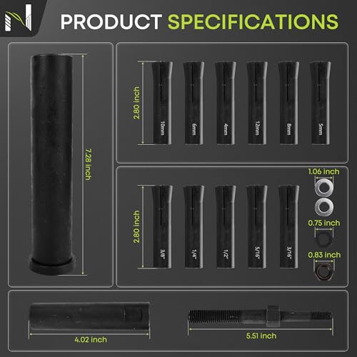 95400 Dowel Pin Puller and Remover Master Set with SAE & Metric Collets Efficient Extraction Tool for Removing Dowel Pins