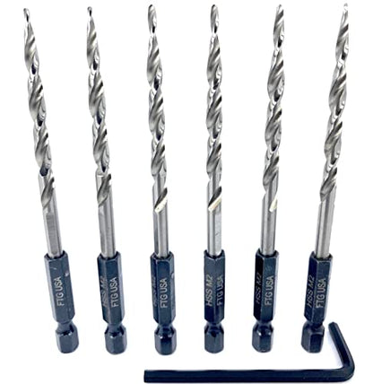 FTG USA 6 Pc #8(11/64") Replacement Tapered Countersink Drill Bit Hex Shank - size: #8, style: 6 Piece Same Size