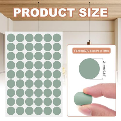 PATIKIL 270 Pieces Screw Hole Stickers, 5 Sheet Self-Adhesive Waterproof PVC Wood Grain Sticker for Screw Holes Wall Cabinets Desk Repairing, Light Green, 21mm/0.83 Inch - color: Light Green