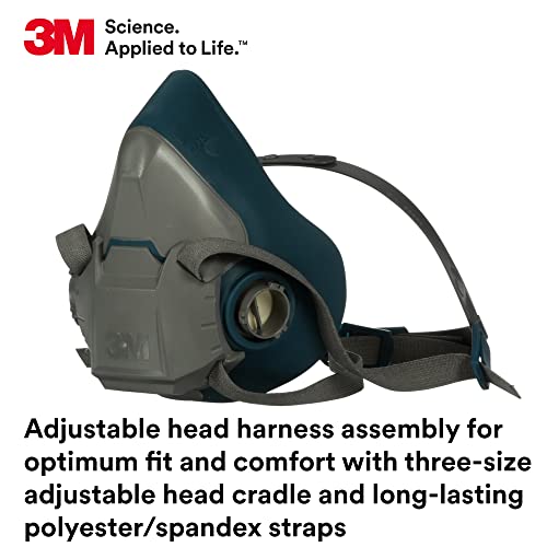 3M Rugged Comfort Half Facepiece Reusable Respirator 6501, NIOSH, Small - style: Small