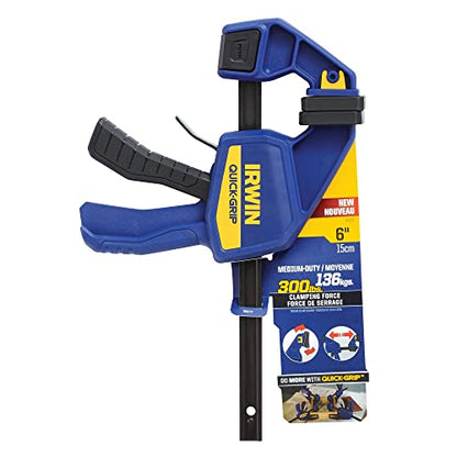 IRWIN QUICK-GRIP Bar Clamp, One-Handed, Medium-Duty, 6-Inch (1964717), Blue - size: 6 inch, style: 6 Inch