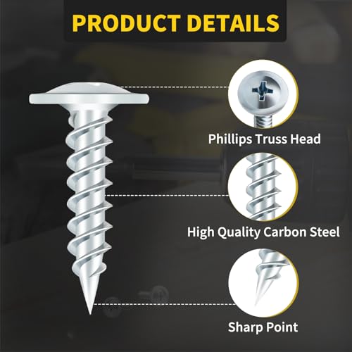 Truss Head Wood Screws #8 x 3/4 Inch, 125PCS, FIXLINK Self Tapping Screws - color: Silver, size: #8 x 3/4"