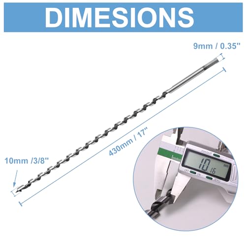 10 x 430mm (Slightly Larger Than 3/8" x 17") Wood Auger Drill Bit - 1pcs - size: 10x430mm (Slightly Larger 3/8 x 17")
