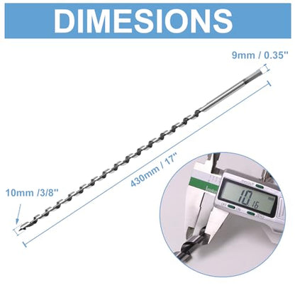 10 x 430mm (Slightly Larger Than 3/8" x 17") Wood Auger Drill Bit - 1pcs - size: 10x430mm (Slightly Larger 3/8 x 17")